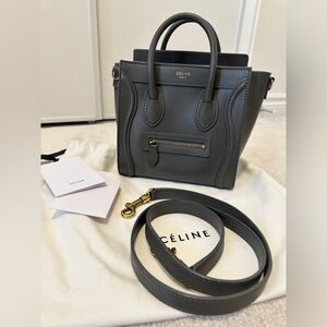 Celine Nano Luggage Bag in Drummed‎ Calfskin Gray